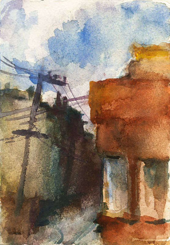 Nob Hill from Jackson and Hyde, San Francisco - Watercolor - 4in x 6in - 1989