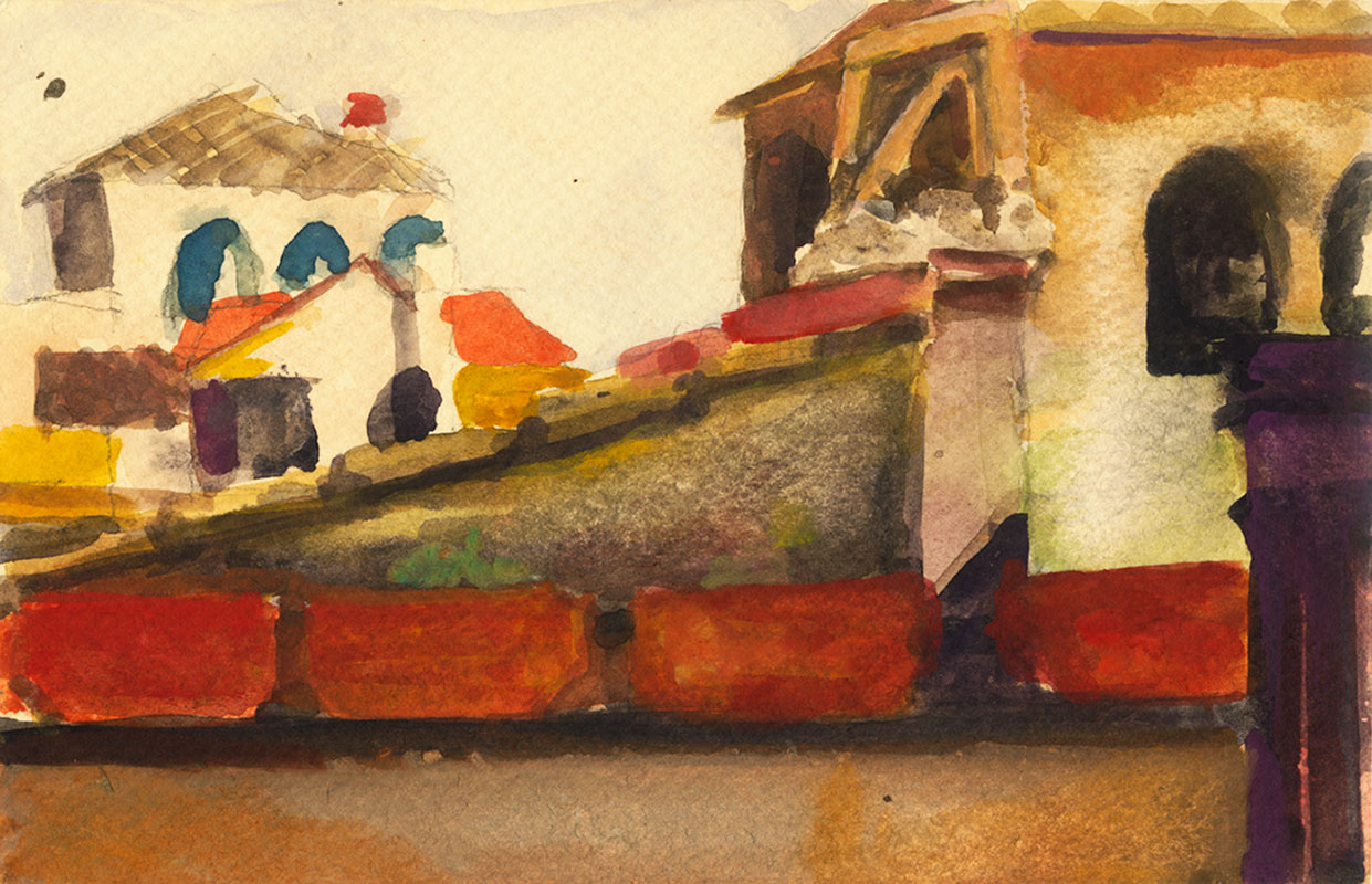 View from the Terrace, Via di Monti Giordano, Roma - Watercolor - 4in x 6in - 1986